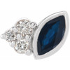 14 Karat White Gold Genuine Blue Sapphire and .03 Carat Diamond Right Earring