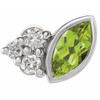 14 Karat White Gold Peridot and .03 Carat Diamond Right Earring