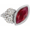 14 Karat White Gold Ruby and .03 Carat Diamond Right Earring