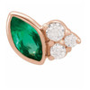 14 Karat Rose Gold Emerald and .03 Carat Diamond Left Earring