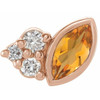 14 Karat Rose Gold Citrine and .03 Carat Diamond Right Earring
