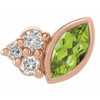 14 Karat Rose Gold Peridot and .03 Carat Diamond Right Earring