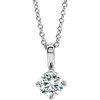 White Diamond Necklace in 14 Karat White Gold 0.37 Carat Diamond Solitaire 16 inch Necklace