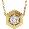 White Diamond Necklace in 14 Karat Yellow Gold 0.50 Carat Diamond Geometric 16 inch Necklace