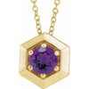 Amethyst Necklace in 14 Karat Yellow Gold Amethyst Geometric 16 inch Necklace