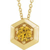 Golden Citrine Necklace in 14 Karat Yellow Gold Citrine Geometric 16 inch Necklace