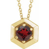Red Garnet Necklace in 14 Karat Yellow Gold Mozambique Garnet Geometric 16 inch Necklace