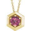 Pink Tourmaline Necklace in 14 Karat Yellow Gold Pink Tourmaline Geometric 16 inch Necklace