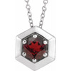 Red Garnet Necklace in Platinum Mozambique Garnet Geometric 16 inch Necklace