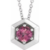 Pink Tourmaline Necklace in Sterling Silver Pink Tourmaline Geometric 16 inch Necklace
