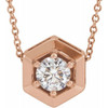Lab Grown Diamond Necklace in 14 Karat Rose Gold 0.50 Carat Lab Grown Diamond Geometric 16 inch Necklace
