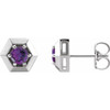 14 Karat White Gold Amethyst Geometric Earrings