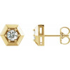 14 Karat Yellow Gold 0.50 Carat Diamond Geometric Earrings