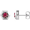 Platinum Lab Created Ruby Geometric Earrings
