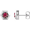 Sterling Silver Lab Created Ruby Geometric Earrings