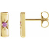 14 Karat Yellow Gold Pink Blue Sapphire Starburst Bar Earrings