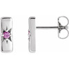 Platinum Pink Blue Sapphire Starburst Bar Earrings