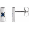 Sterling Silver Blue Sapphire Starburst Bar Earrings