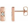 14 Karat Rose Gold .07 Carat Lab Grown Diamond Starburst 10 mm Bar Earrings