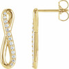 14 Karat Yellow Gold 0.13 Carat Diamond Infinity Inspired Earrings