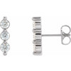 Platinum 0.60 Carat Diamond Three Stone Bar Earrings