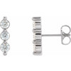 Sterling Silver 0.60 Carat Diamond Three Stone Bar Earrings