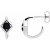 Black Black Onyx Earrings in 14 Karat White Gold Onyx Geometric Hoop Earrings