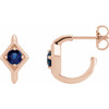 14 Karat Rose Gold Genuine Blue Sapphire Geometric Hoop Earrings