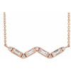 White Diamond Necklace in 14 Karat Rose Gold 0.33 Carat Diamond Bar 16 inch Necklace