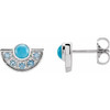 14 Karat White Gold Turquoise and Aquamarine Fan Earrings