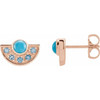 14 Karat Rose Gold Turquoise and Aquamarine Fan Earrings