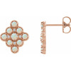 Fire Opal Earrings in 14 Karat Rose Gold Ethiopian Opal and .03 Carat Diamond Geometric Earrings