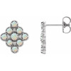 Genuine Opal Earrings in Platinum Ethiopian Opal and .03 Carat Diamond Geometric Earrings