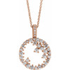 White Diamond Necklace in 14 Karat Rose Gold 0.75 Carat Diamond Scattered Circle 16 inch Necklace