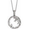 Real Diamond Necklace in Sterling Silver 0.75 Carat Diamond Scattered Circle 16 inch Necklace