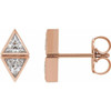14 Karat Rose Gold 0.16 Carat Diamond Two Stone Bezel Set Earrings