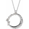 Real Diamond Necklace in Platinum 0.25 Carat Diamond Crescent Moon 16 inch Necklace