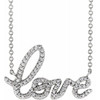 Real Diamond Necklace in Sterling Silver 0.16 Carat Diamond Love 18 inch Necklace