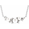 Genuine Akoya Pearl Necklace in Sterling Silver Akoya Cultured Pearl and .08 Carat Diamond 18 inch Necklace