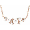 White Akoya Pearl Necklace in 14 Karat Rose Gold Akoya Cultured Pearl and .08 Carat Diamond 18 inch Necklace