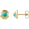 14 Karat Yellow Gold Turquoise Geometric Earrings