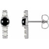 Black Black Onyx Earrings in Sterling Silver Onyx and 0.20 Carat Diamond Bar Earrings