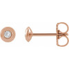 14 Karat Rose Gold .03 Carat Diamond Domed Bezel Set Earrings