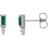 Sterling Silver Green Tourmaline and .04 Carat Diamond Bar Earrings