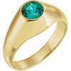 14 Karat Yellow Gold 6.5mm Round  Created Emerald Gemstone Ring