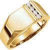 Genuine Diamond set in 14 Karat Yellow Gold 0.20 Carat Diamond 10.5x10 mm Geometric Signet Ring