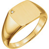 14 Karat Yellow Gold .0075 Carat Diamond Mens Signet Ring