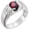 Sterling Silver Mens Mozambique Garnet Gemstone Ring