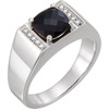 Buy 14 Karat White Gold Mens Onyx and 0.10 Carat Diamond Ring