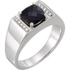 Shop Platinum Mens Onyx and 0.10 Carat Diamond Ring